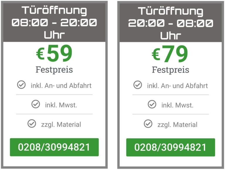 schlüsseldienst oberhausen preise